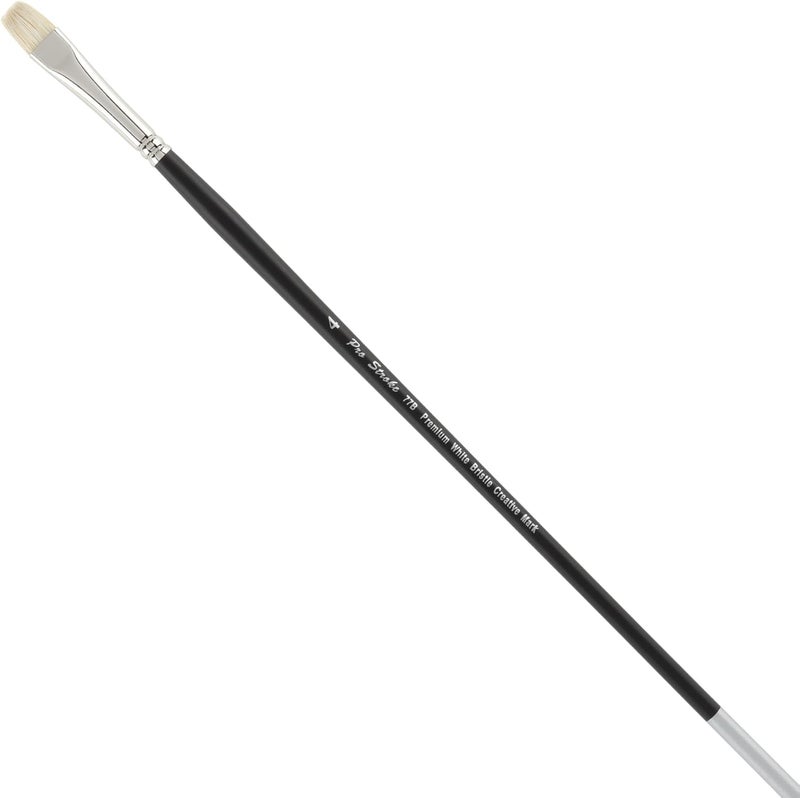 Creative Mark Pro Stroke Premium White Chungking Hog Bristle Artist Paint Brush - Bright # 4 - Natural Bristle Brush w/Great Control Suitable for Oils, Watercolors, Acrylics, Alkyds, Caseins - Image 1